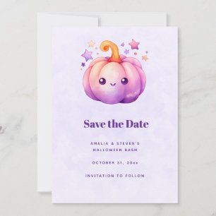 Reserva La Fecha Calabaza Pastel Adorable con Estrellas Temporada d