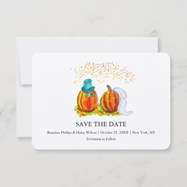Reserva La Fecha Calabazas de la boda de otoño (Anverso)