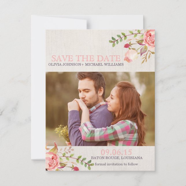 Reserva La Fecha Calavera de acuarela bohemia salva la fecha (Anverso)