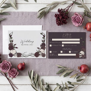 Reserva La Fecha Calavera Floral Gris Oscuro RSVP de Boda