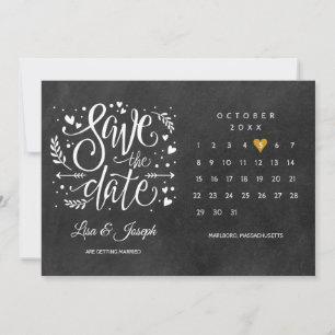 Reserva La Fecha Calendar Gold Love Heart Chalkboard