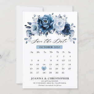 Reserva La Fecha Calendario Botánico Floral de Pizarra Azul Polvori