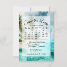 Calendario Chic Acuarela Playa Tropical Boda