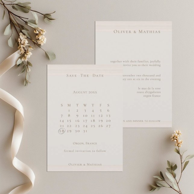 Reserva La Fecha Calendario Chic Moderno de Oro Champagne Save The  (Subido por el creador)