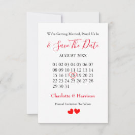 Reserva La Fecha Calendario Corazón Boda Guardar la Fecha