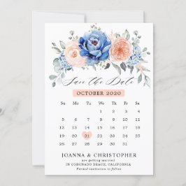 Reserva La Fecha Calendario de Blush Polvoriento Azul Pizarra Azul 