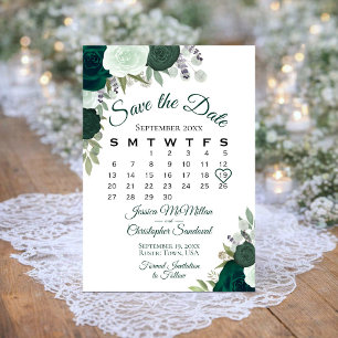 Reserva La Fecha Calendario de Boda Boho Elegante Floral Verde Esme