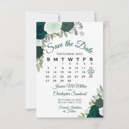 Reserva La Fecha Calendario de Bodas Boho elegante de floral verde 