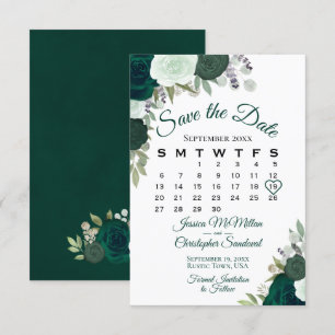 Reserva La Fecha Calendario de Bodas Boho elegante de floral verde