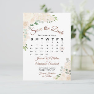 Reserva La Fecha Calendario de Bodas florales de color de agua para
