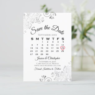 Reserva La Fecha Calendario de bodas simple y elegante de color gri