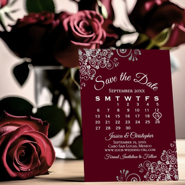 Reserva La Fecha Calendario de bodas simple y elegante de plata y b (Subido por el creador)