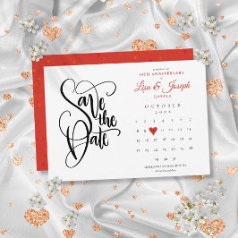 Reserva La Fecha Calendario de fecha de aniversario 40 Ruby Heart