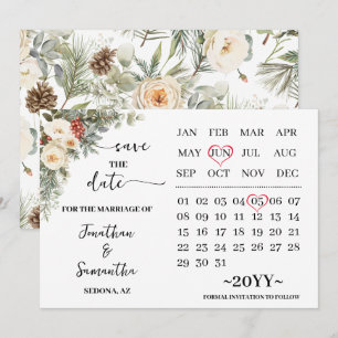Reserva La Fecha Calendario de Flores Blancas de Invierno
