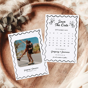 Reserva La Fecha Calendario de Fotos Caprichoso Dibujado a Mano par