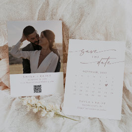 Reserva La Fecha Calendario de fotos de código QR rosa de la Moda B