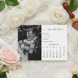 Reserva La Fecha Calendario de Fotos Moderno | Blanco y Negro Minim