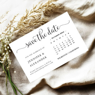 Reserva La Fecha Calendario de Fotos Moderno y Elegante Boda Blanca