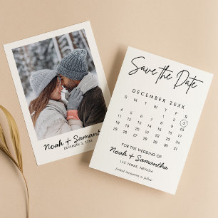 Reserva La Fecha Calendario de Fotos Moderno y Elegante Boda Blanca