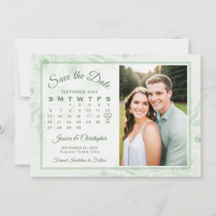 Reserva La Fecha Calendario de peonías boho verde salvia y boda de 