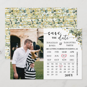 Reserva La Fecha Calendario Eucalyptus Gold Guardar el Boda de fech