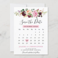 Calendario Floral Botánico Rosa con Rubor Púrpura