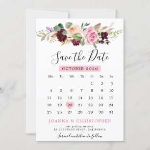 Reserva La Fecha Calendario Floral Botánico Rosa Rubor Púrpura Ciru