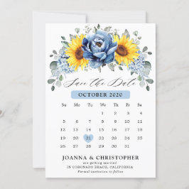 Reserva La Fecha Calendario floral de girasol dusty blue slate peon