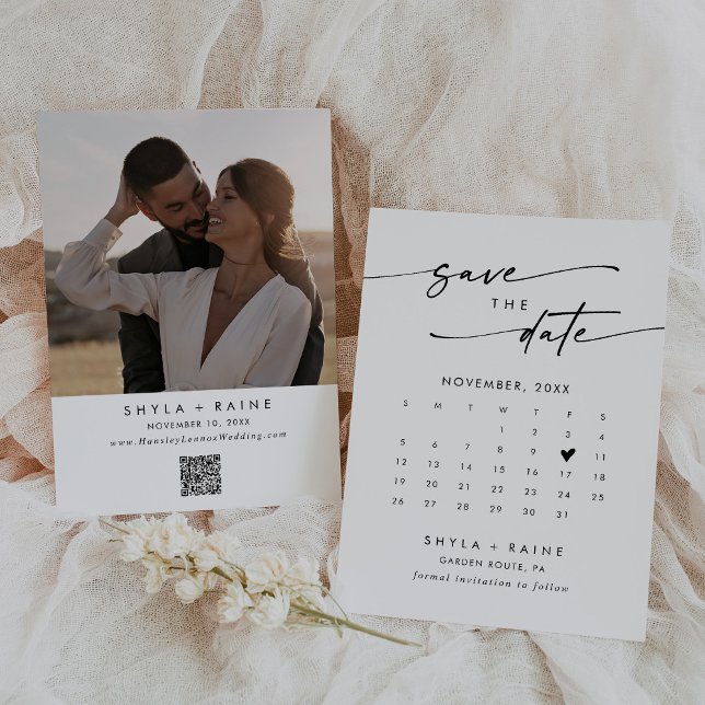 Reserva La Fecha Calendario fotográfico de código QR en blanco y ne (Subido por el creador)