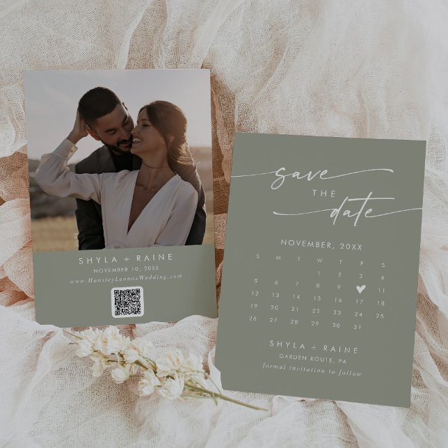 Reserva La Fecha Calendario fotográfico de código QR verde de Moda  (Subido por el creador)