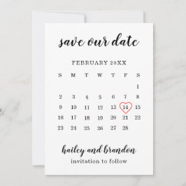 Reserva La Fecha Calendario Lindo Corazón Rojo Boda Moderna
