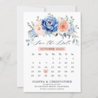 Calendario Navy Blue Slate Dusty Blush Save The Da