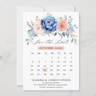 Reserva La Fecha Calendario Navy Blue Slate Dusty Blush Save The Da