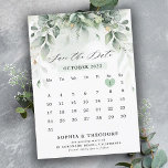 Reserva La Fecha Calendario rústico botánico de eucalipto Greenery<br><div class="desc">Elegante y moderno calendario de primavera / verano botánico de mitad de verano, salvo la tarjeta de fecha, cuenta con un ramo de suave color de agua verde de frondosas hojas / hojas botánicas / eucalipto y polvo de purpurina dorado . Encontrará más diseños y variaciones de mi tienda "blissweddingpaperie"....</div>