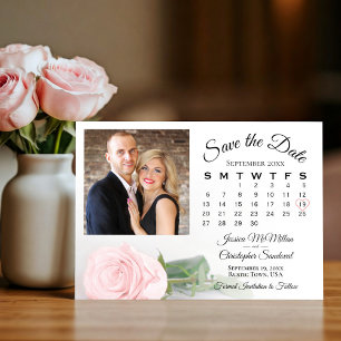 Reserva La Fecha Calendario y foto de matrimonio elegante rosa de R