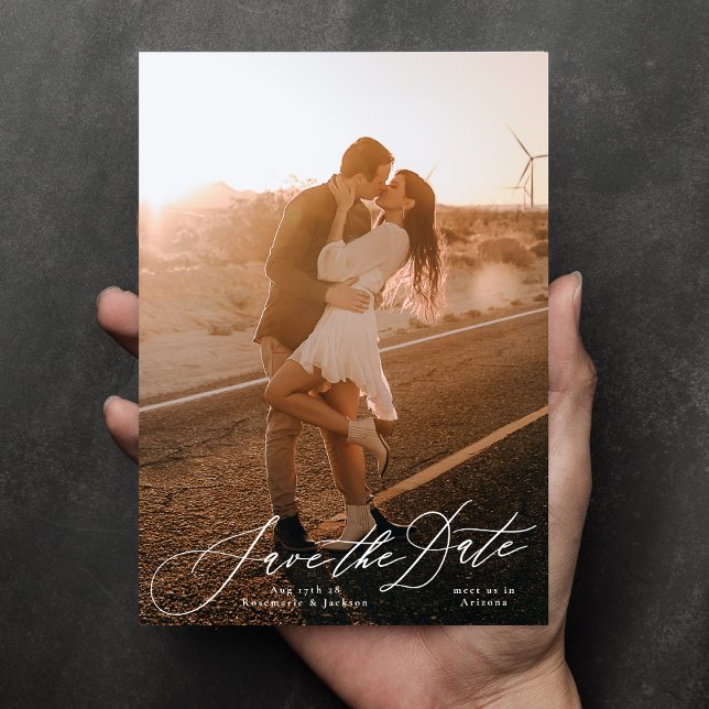Reserva La Fecha Caligrafía blanca elegante foto del Boda (Subido por el creador)