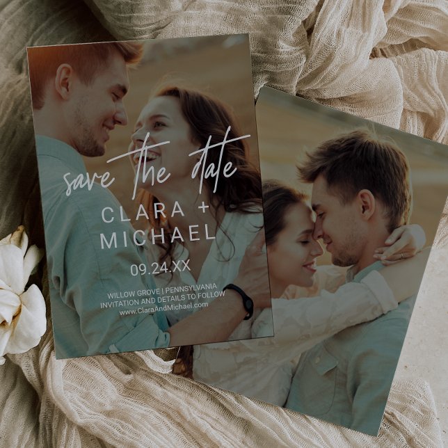 Reserva La Fecha Caligrafía caprichosa | Sobreposición de fotografí (Subido por el creador)