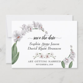 Reserva La Fecha Caligrafía de boda de orquídea blanca encantadora