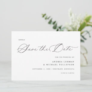 Reserva La Fecha Caligrafía delicada moderna boda sencilla