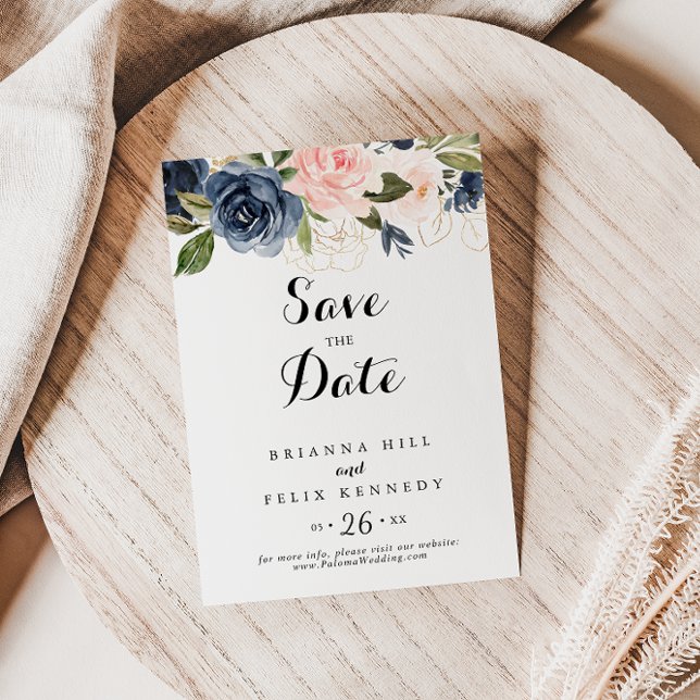 Reserva La Fecha Caligrafía Elegante Boda Floral de Invierno (Subido por el creador)