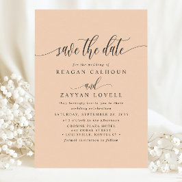 Reserva La Fecha Caligrafía Elegante De Peach Suave Ahorra La Fecha