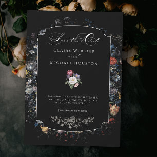Reserva La Fecha Caligrafía floral negra Bella Artes
