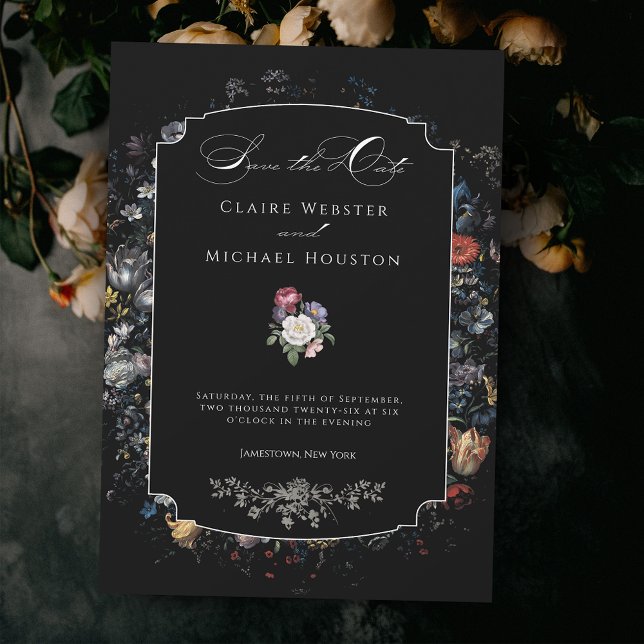 Reserva La Fecha Caligrafía floral negra Bella Artes (Subido por el creador)