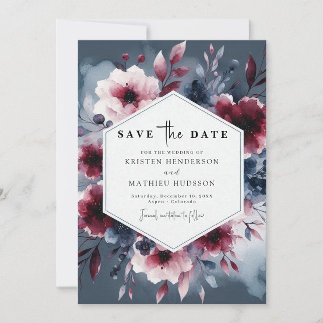 Reserva La Fecha Caligrafía formal Boda de Borgoña (Anverso)