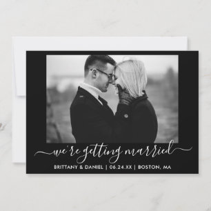 Reserva La Fecha Caligrafía Fotografía en blanco y negro casada