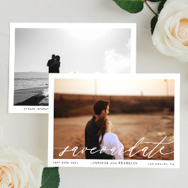 Reserva La Fecha Caligrafía fotográfica de código QR blanco y negro