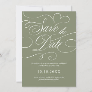 Reserva La Fecha Caligrafía moderna atemporal código QR boda Sage