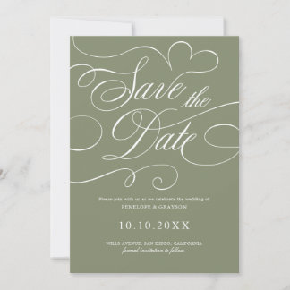 Reserva La Fecha Caligrafía moderna atemporal código QR boda Sage