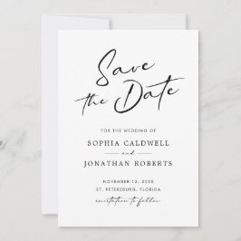 Reserva La Fecha Caligrafía moderna Boda simple negro y blanco