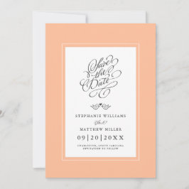 Reserva La Fecha Caligrafía moderna de boda de melocotón Imprimible